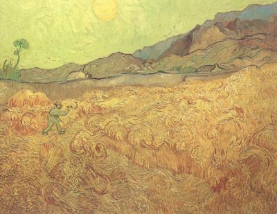 Vincent Van Gogh Wheat Fields with Reaper at Sunrise (nn04) oil painting picture